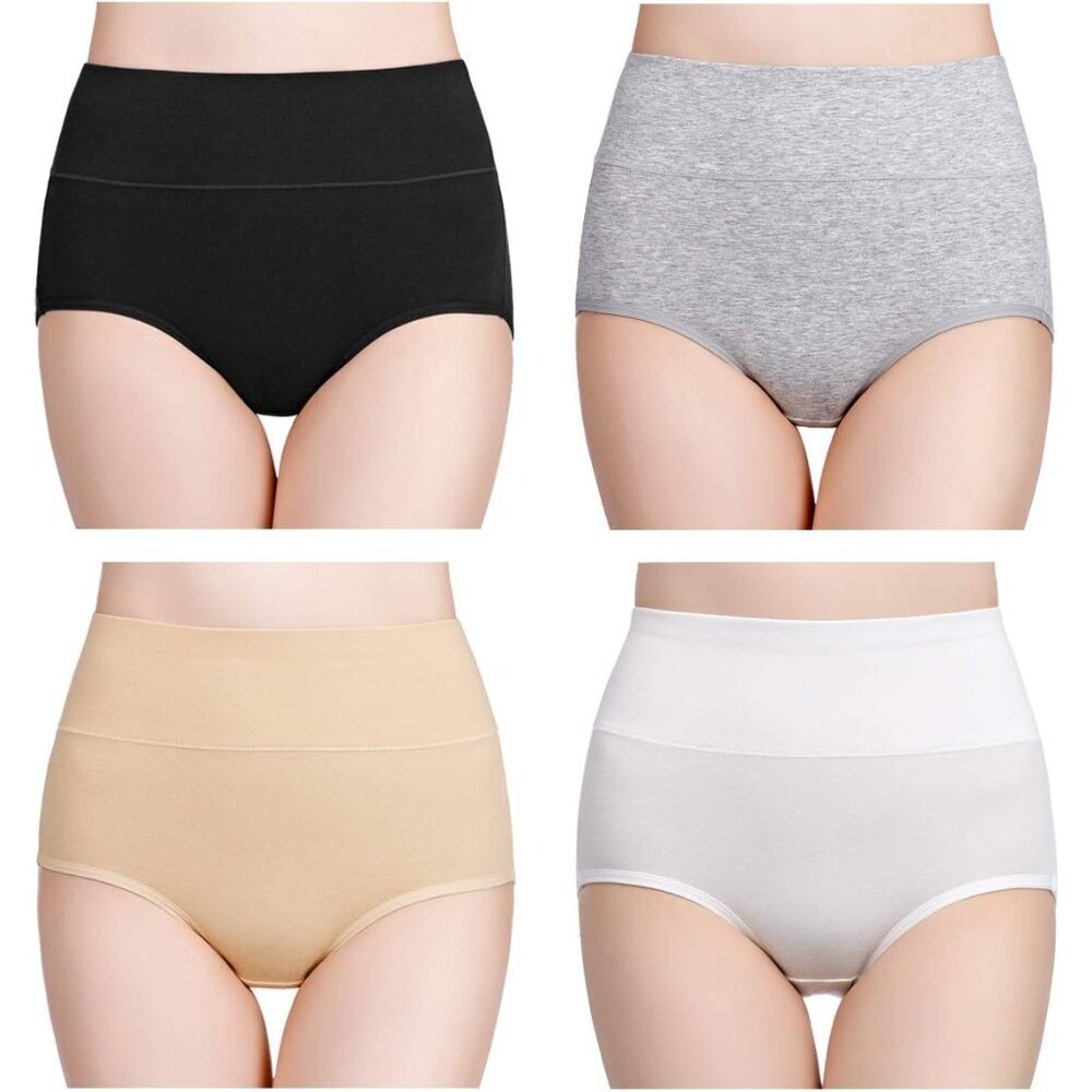 Women's Cotton High Waisted Full Coverage Briefs 4 Pack Plus Size